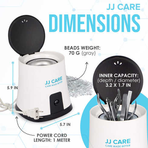 JJ CARE Nail Tool Sterilizer with Glass Beads | Implement Tweezer Disinfectant Container | Salon & Manicure Disinfectant Jar